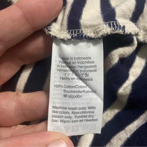 Madewell Wide Sleeve Turtleneck Top in Stripe Ivory Navy Blue - Picture 8 of 8